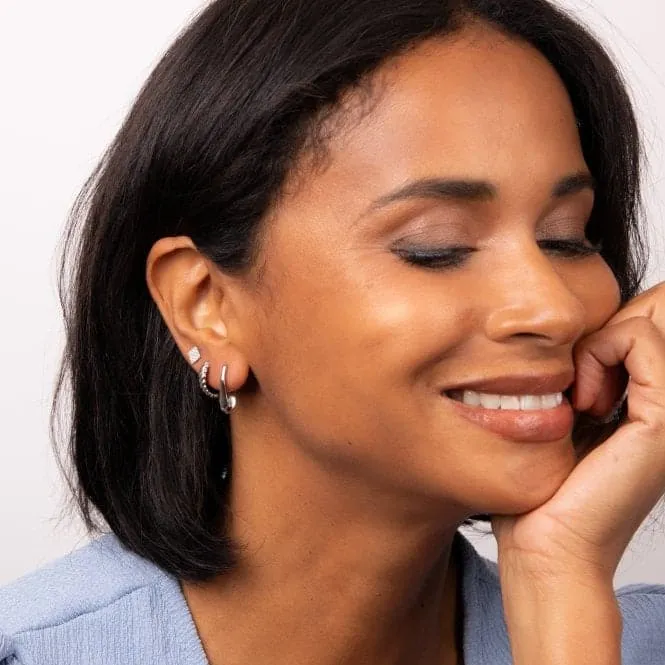 Sterling Silver Platinum Earrings E6364C